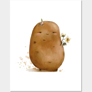 Cute potato. Creme background. Posters and Art